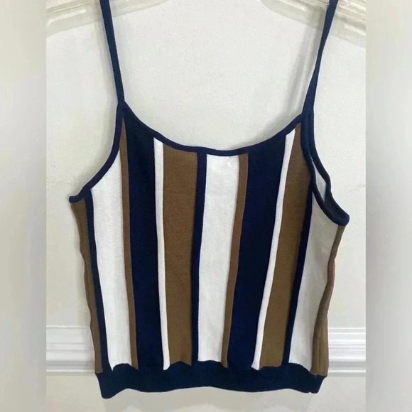 JCrew Olive green and Navy blue Sweater striped top Size Small NWT - Picture 2 of 5